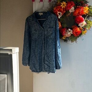 Side Stitch Blue Button Down Shirt